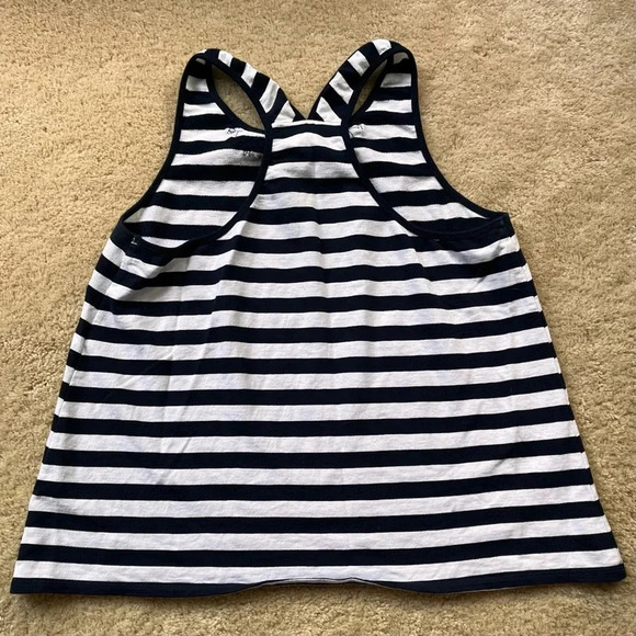 Crown & Ivy Women’s Embellished Tank Top - Blue White Stripes - Size PS - VGUC - Picture 3 of 5